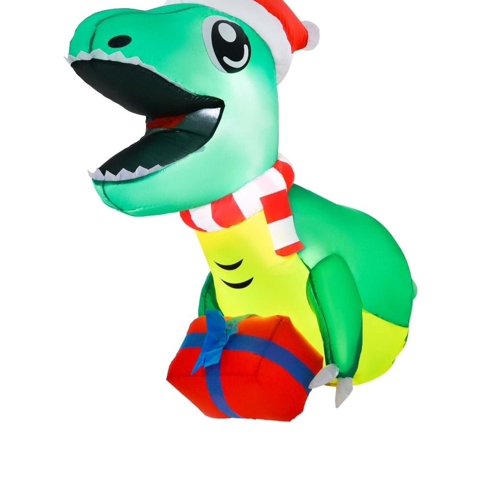 3.5' Christmas Inflatable Dinosaur Broke Out from Window, Outdoor Decor Dinosaur - Picture 2 of 6